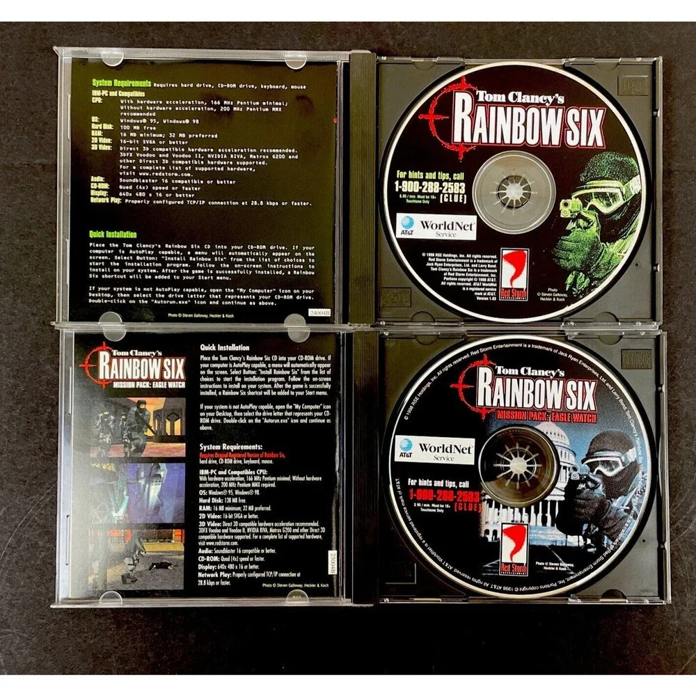 Tom Clancy's Rainbow Six & Rainbow Six Mission Pack: Eagle Watch Lot of 2 PC